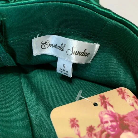 NWT Emerald Sundae Satin Evening Gown Dress Dark Green Women Size S Prom Wedding - Picture 12 of 14